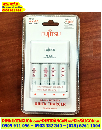 Fujitsu FCT344CEFX(CL) _Bộ Sạc pin nhanh 2Giờ kèm 4 pin Fujitsu HR-3UTC AA2000mAh 1.2v /Xuất xứ NHẬT